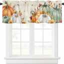 Fall Orange White Pumpkin Valances for Windows 54" W x 18" L Sunflower Sage Green Leaf Thanksgiving Rod Pocket Curtains Valance Short Window Treatment Drapes for Living Room, Bedroom Bathroom Decor