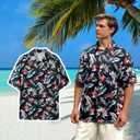 Hawaii Polo Shirt Breathable Cool Beach Style Pet Owners Black T-Shirt Dog Matching Apparel Shirts,2X-Large Leaves