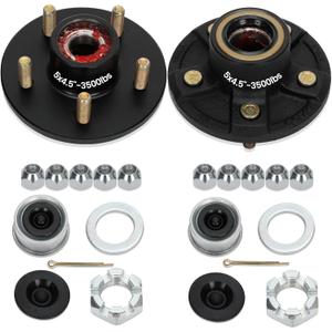 Redants 2 Sets 3500 LB Trailer Hub Kit, 5 Lug 4.5" Bolt Pattern Trailer Hub, Pre-Assembled & Greased for Easy Installation, Fits 1-1/16" to 1-3/8" Spindles (#84)
