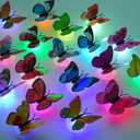 3D Butterfly Wall Decor with Glowing Lights, Butterfly Lights with Stickers, Butterflies Decorations for Bedroom, Wall, Party and Birthday (24 Pcs)