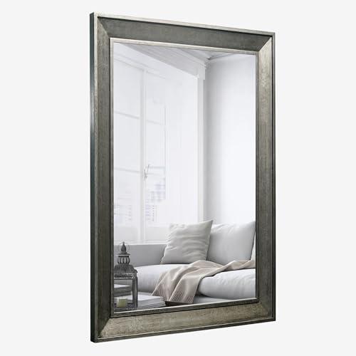 WIOWUR Rectangle Mirror for Wall,Farmhouse Rustic Bathroom 20 x 30 inch Mirror with Wood Frame for Living Room,Entryway,Bedroom(Sliver Grey)
