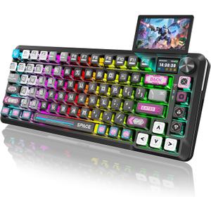 Redragon Wireless Mechanical Gaming Keyboard - Gasket-Mounted RGB Backlit, Custom Keys, 3-Mode(Bluetooth/2.4G/USB), Hot-Swap Pre-Lubed Switches, Screen & Control Knob - Cyber Mecha Style, Plasma Arc