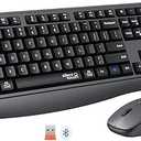 Wireless Keyboard and Mouse Combo, FullSized 2.4GHz Wireless Keyboard with Comfortable Palm Rest and Optical Wireless Mouse for Windows, Mac OS PC/Desktops/Computer/Laptops (Black)