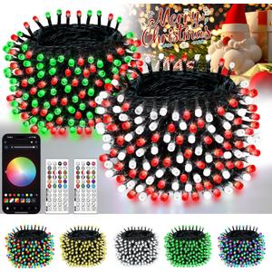 Smart Color Changing Christmas String Lights, 2Pack 164FT 400LED App Control RGB LED String Lights with Remote & Timer, Waterproof Twinkle Christmas Tree Lights Indoor Outdoor Holiday Xmas Tree Decor
