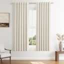 Guken 100% Blackout Linen Curtains 63 Inch Length 2 Panels Set for Living Room Bedroom Back Tab Thermal Insulated Black Out Drapes Room Darkening Farmhouse Style for Bedroom Window Curtains 40 Wide