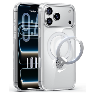 TORRAS 360 Magnetic Stand for iPhone 17 Pro Max Case, Fit for MagSafe, NonYellowing Clear Case for iPhone 17 Pro Max Phone Case with Kickstand & Camera Control, Hard PC Protection, Q3 Spin