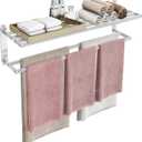 VOTZAAQ 32 in Towel Racks for Bathroom, Bath Towel Shelf with Double Towel Bar, Stainless Steel Towel Storage for Lavatory Wall Mounted, 2-Tier Towel Hanger Towel Holder, Brushed Nickel