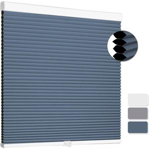 SUNFREE Cellular Shades Blackout Blinds Cordless Honeycomb Window Shades for Bedroom, Blinds for Window and Door, Home and Office, Blue, 36" W x 64" H