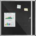38"x38" Enclosed Bulletin Board, Lockable Weather-Resistant Aluminum Cork Noticeboard for School & Office, Silver Frame w/Black Flet