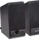 Basics USBPowered Computer Speakers with Volume Control for Desktop or Laptop PC, Compact Size, Headphone Jack, Portable, PlugNPlay, Black