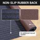 Stripe Runner Rug 2 x 6 ft Indoor Outdoor, Gray Non Slip Rubber Backing, Waterproof Low Profile Area Runner for Hallway, Entryway, Kitchen, Patio, Garage, Stairs & Laundry