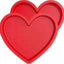 Silicone Heart Shaped Cake Pans 10 Inch Heart Cake Pan Set Nonstick Silicone Heart Molds for Baking (2 Pcs, Red)