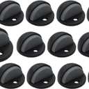 QCAA Low Dome Floor Door Stop, H 25.4 x Diameter 44.5mm, Zinc Die Cast, Matte Black, 12 Pack, Made in Taiwan