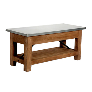 Rustic Rectangular Coffee Table w/1 Shelf in Distressed White Antique Finish - Select Hardwoods (Pine/Acacia) for Living Room Decor -Farmhouse Wood w/Dental Work Legs - Assembly Req