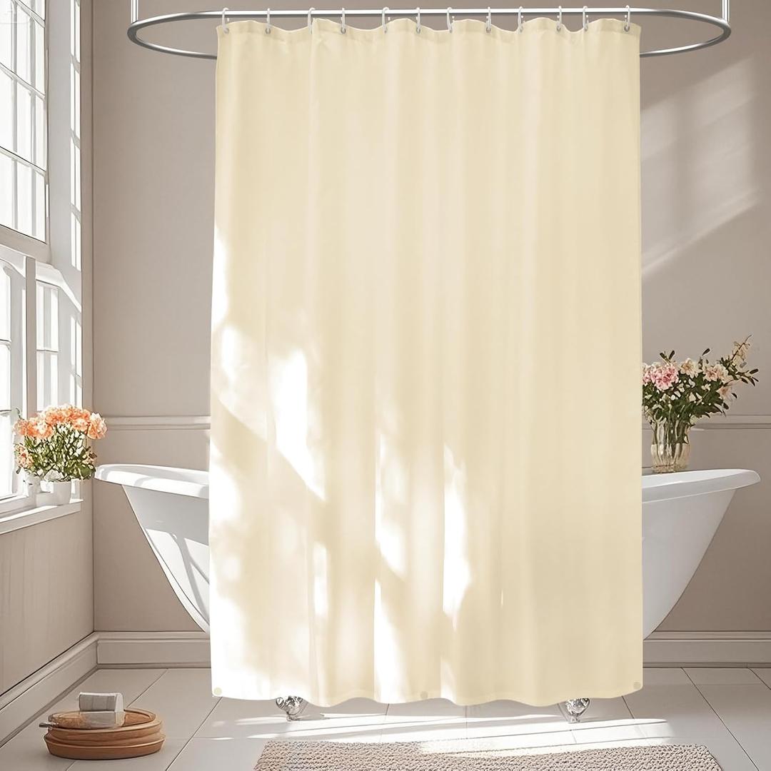 Seenus Waterproof Fabric Shower Curtain Liner with 3 Weighted Magnets, 72 x 84 inch Extra Long Cream Cloth Shower Liner Machine Washable, Hotel Quality Lightweight Tall Shower Curtain for Bathroom