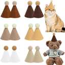 DRANSMIC 12 Pack Mini Party Hats for Stuffed Animals, Brown Mini Hats with Pom Poms for Dolls Dog Birthday Party Hats for Dog Cat Pet Birthday Decoration Boho Autumn DesignDecorations