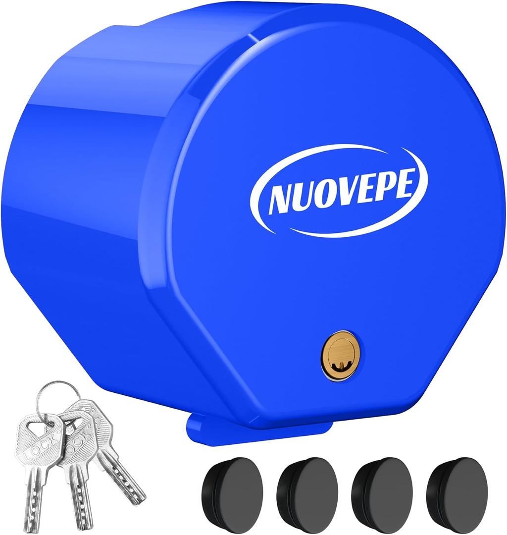 Heavy Duty Anti Theft Trailer Lock, Universal Fit 1-7/8", 2" and 2-5/16" Couplers, Reinforced Solid Steel Tow Lock for Trailer Tongue, Hitch Lock for RV, Cargo, Boat, Camper, Utility (Blue)