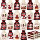 Huhumy 36 Pcs Small Christmas Gift Bags Bulk with Handles Plaid Party Favor Mini Candy Goodies Bag Black and Red Plaid Jewelry Bags for Christmas Party Birthday Supplies(5 x 7 Inch)