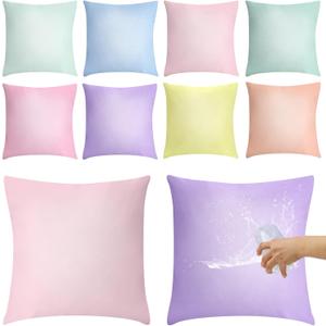 Mixweer Set of 8 Outdoor Furniture Pillow Covers Waterproof Decorative Colorful Pillowcases 18 x 18 Inch Hidden Zipper Pillow Covers for Outside Entertaining Area Sun Room Patio Sofa(Light Color)