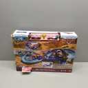 Mattel Disney and Pixar Cars Playset with 2 Toy Cars, Lightning McQueen & Francesco Bernoulli, GRC Jumping Raceway Track Set with Kid-Powered Booster