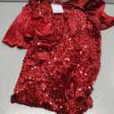 Dresstells Womens Sequin Tops Velvet Glitter Party Short Sleeve Sparkle Blouses V-Neck Sequence Shirts XL