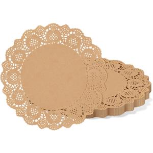 WYTAOHZL 120 Pieces Lace Paper Doilies for Tables 12 Inch Round Brown Paper Doilies for Food Cakes Desserts