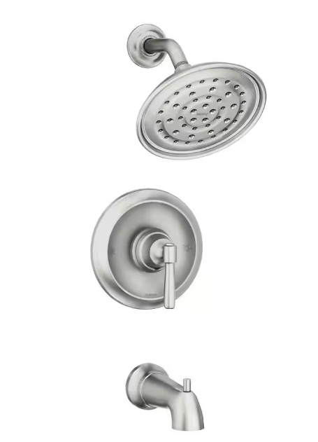 Halle Single Handle 1-Spray Tub and Shower Faucet 1.75 GPM in. Spot Resist Brushed Nickel