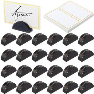 24 Pcs Wooden Table Number Stands Wedding Table Name Holder Semicircular Design Place Card Holders with 24 Pcs Tented Cards for Retail Shop Wedding Party Events Decoration(Black) 24 Pcs Wooden Table Number Stands Wedding Table Name Holder Semicircular Design Place Card Holders with 24 Pcs Tented Cards for Retail Shop Wedding Party Events Decoration(Black)