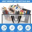Shinylin 24x36 Inch Artwork Storage Organizer Large Poster Storage for Diamond Painting Cardboard Portfolio Collection Bag with Zipper and Two Handles Transparent Waterproof for Art Work Scrapbook