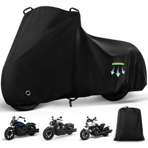 Motorcycle Cover Waterproof for Indian Scout/Scout Bobber/Scout Sixty/Sport Chief, Heavy Duty Outdoor Sun Rain Snow UV Dust All Weather Protection Motorbike Cover with Soft Cotton Lining & Lock Hole