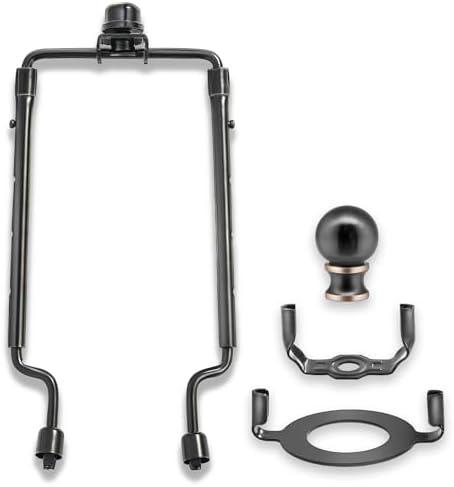 7 8 9 10 inch Lamp Shade Harp Holder,Adjustable Lamp Harp Kit,Fit Both Standard Lamp Rod and E26 Light Base UNO Fitter Adapter,with 2 Shade Attaching Finial Top (Black Color - 1 Set)