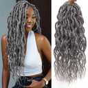 Faux Locs Crochet Hair 18Inch Goddess Locs, 6Packs Grey Locs Crochet Hair Soft Locs Curly Ends Dreadlock Crochet Locs Synthetic Crochet Braids (51#, 18'')