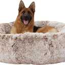Bedfolks Calming Donut Dog Bed, 45 Inch Round Plush Bed for Extra Large Dogs, Anti-Anxiety, Washable with Non-Slip Bottom (Brown, Extra Large) 45.0"L x 45.0"W x 10.0"Th, Brown