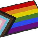 Caroline's Treasures CK8014MAT Gay Pride Progress Pride Doormat 18x27 Front Door Mat Indoor Outdoor Rugs for Entryway, Non Slip Washable Low Pile, 18H X 27W