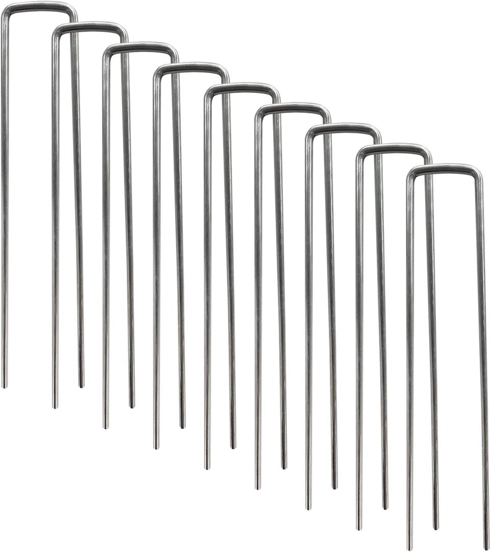 6 Inch Galvanized Landscape Staples, 11 Gauge Silver U-Shaped Turf Securing Garden Stakes Pins for Christmas Outdoor Tents Farm Lawn Fabric Netting, 100 Pack 6 Inch Galvanized Landscape Staples, 11 Gauge Silver U-Shaped Turf Securing Garden Stakes Pins for Christmas Outdoor Tents Farm Lawn Fabric Netting, 100 Pack