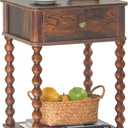 AWASEN Nightstand, Mid Century Modern Night Stand with Drawer for Living Room, Modern Bedside End Table with Spindle Wood Legs for Bedroom, Office, Rustic Brown