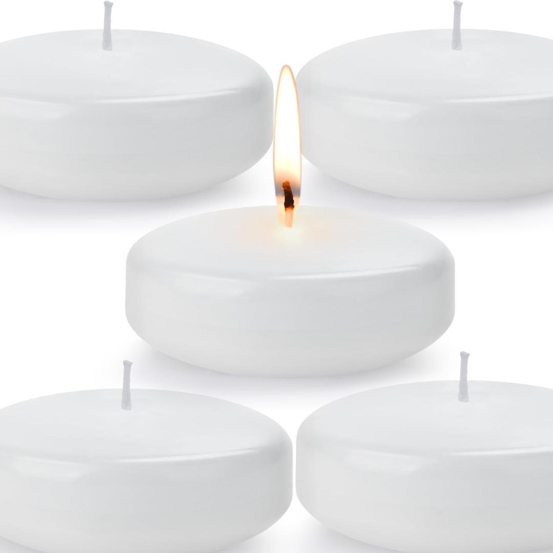 3-inch Floating Candle, Unscented and Non Dripping Wax 10 Hour Burning for Cylindrical vase, central piece Vacation, Wedding, Swimming Pool, Party Decoration (36 Pack, White)