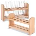 Wooden Test Tube Rack Accommodates Multiple Tubes up to 28mm 10.2" Wide Laboratory Premium Wood Construction Test Tube Holder (2 Pcs,12 Holes)