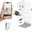 ULar Plug Security Camera, Mini 1080P FHD WiFi Cam with 3-Device Charging, Built-in 32GB SD Card, APP Remote Motion Detection, Wall Powered Wireless Multifunction Smart Cam (No Audio)