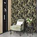 WESTICK Black Green Peel and Stick Wallpaper Floral Contact Paper for Walls Vintage Botanical Wallpaper for Bathroom Bedroom Living Room Accent Wall Removable Tropical Wallpapers Roll 17.5"x100"