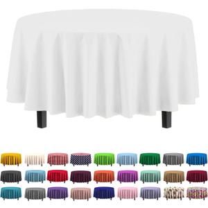 Exquisite Party Solids 4-Pack White Plastic Table Cloth - 84-Inch Round Disposable Tablecloth for Parties - Round Tablecloth - Disposable Table Cloths for Parties - Plastic Cover for Picnics