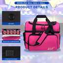 WOLT 2 Ball Bowling Bag with Padded Holder - Fits Shoes Up to Mens Size 16, Bowling Accessories, Pink