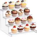 Lifewit 4 Tier Clear Display Riser Stand, Tool-free Assembly, 12 Inch Plastic Organizers for Figures, Cupcake, Perfume, Dessert, Desktop Display Stand for Organize and Decoration, 1-Pack