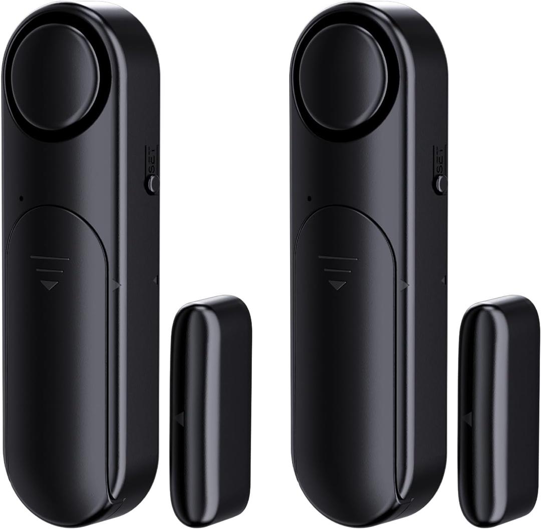 Window and Door Alarm When Opened (2 Pack) for Kids Safety/Home Security, Wireless Sliding Door Opening Sensor Alarms for Dementia, 120dB Burglar Alert, Ideal for Business, Garage, Apartment, Black