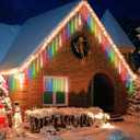 Joomer Christmas Lights Outdoor, 11.8 inch 10 Tubes 240 LED Meteor Shower Lights, LED Snow Falling Icicle Cascading Light with Timer Waterproof and Connectable for Christmas Decoration (Multicolor) (1PACK)