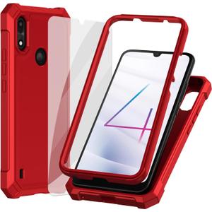 Ailiber Case for Gabb Phone 4, Phone 4 Cell Phone Case with Screen Protector, Dual Layer TPU Bumper Protective, Rugged Silicone Scratch Resistant, Military Grade Shockproof Cover-Red