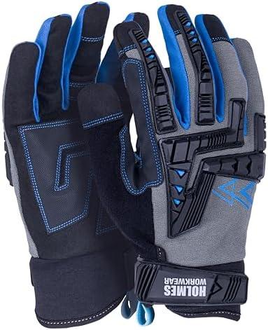 Holmes Workwear Performance Gloves, Synthetic Leather Palm, Thermoplastic Rubber Touchscreen-Compatible, M
