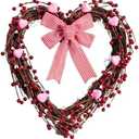 Valentines Day Wreath, Heart Shaped Wreath for Front Door, Galentines Decorations Home, Valentine's Day Wedding Festival Decor