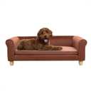 CRITTER SITTERS 42-in. Elegant Brown Faux-Velvet Rectangular Dog Sofa for Medium and Large Dogs, Elevated Plush Dog Couch, Size: 25.0"L x 42.0"W x 14.0"Th