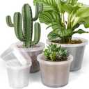 FUIJOL 6/8/10/12 Inch Large Clear Nursery Pots with Drainage, 16 Pack Clear Plastic Nursery Pots for Plants, Garden Seedling Starter Plant Pots for Succulents, Flower & Vegetable (6/8/10/12in-16Pack)